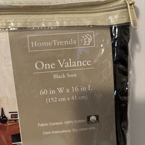 Home Trends Tab Top Black Soot Chino One Valance 60" X 16" L -Kitchen, Bath- NIP - Picture 6 of 8